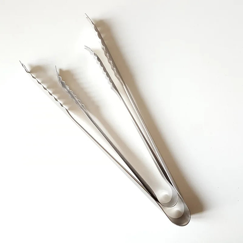 15cm/19cm Stainless Steel Kitchen Tool Stainless Steel Tongs For Barbecue Party Bar BBQ Clip Bread Food Ice Clamp Ice Tong