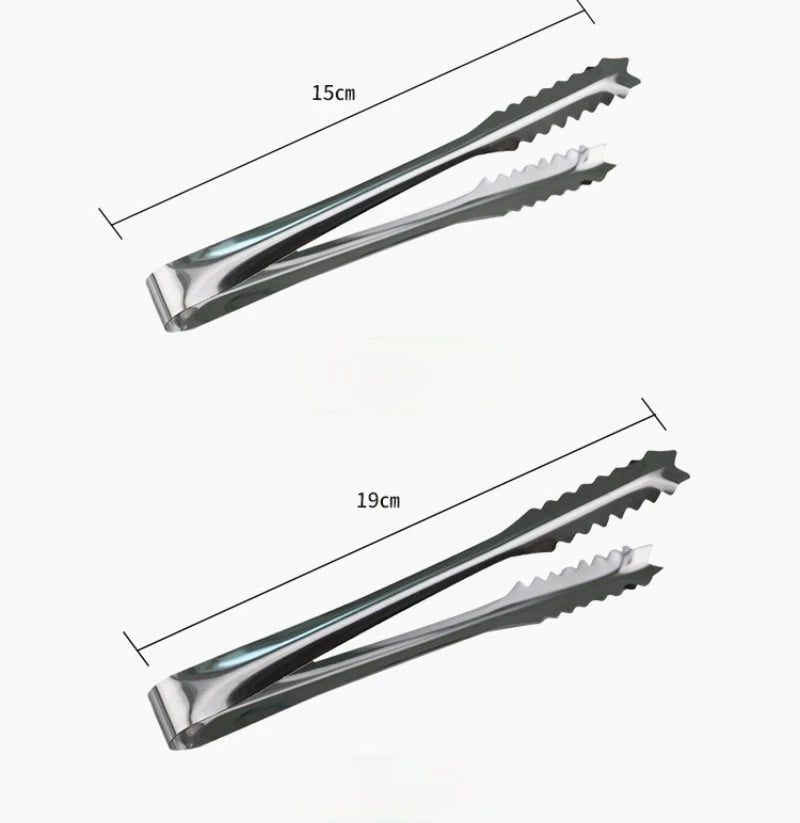 15cm/19cm Stainless Steel Kitchen Tool Stainless Steel Tongs For Barbecue Party Bar BBQ Clip Bread Food Ice Clamp Ice Tong