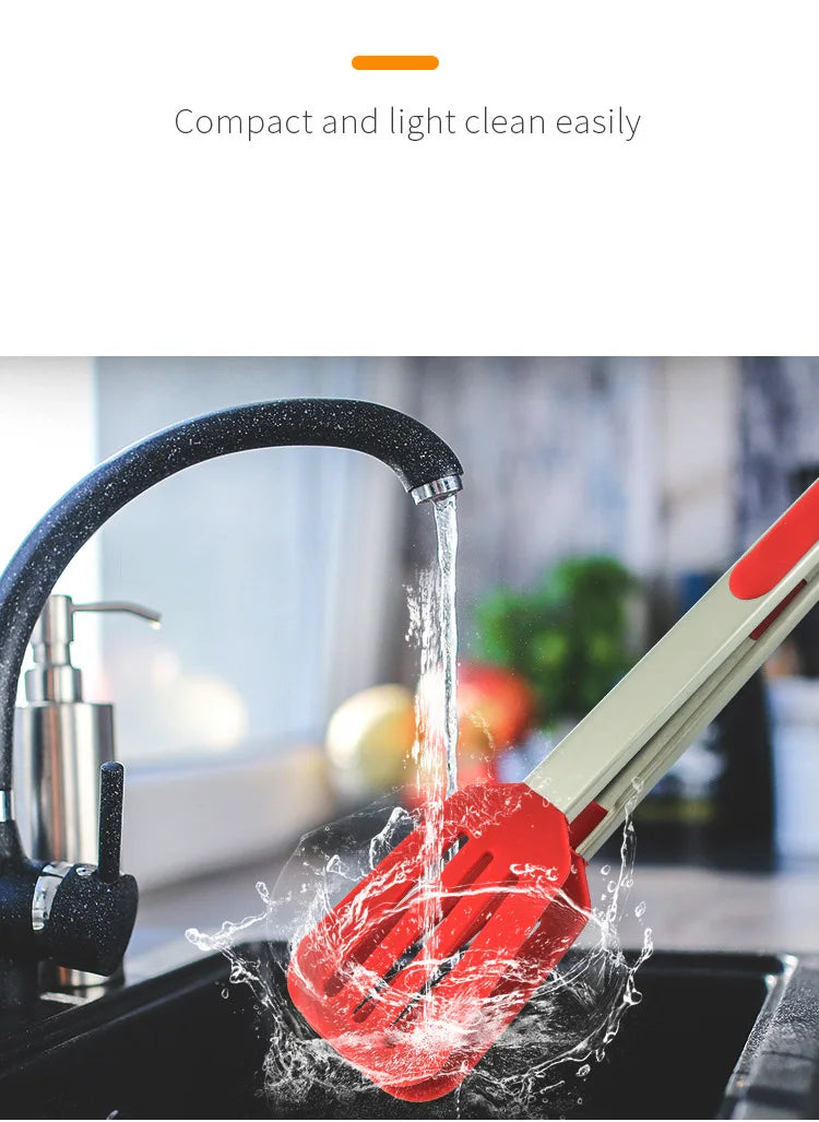 Non-Stick Silicone Cooking Tongs Stainless Steel Food Tongs Non-Slip Bread Steak Clip Salad Pizza BBQ Grill Kitchen Accessories