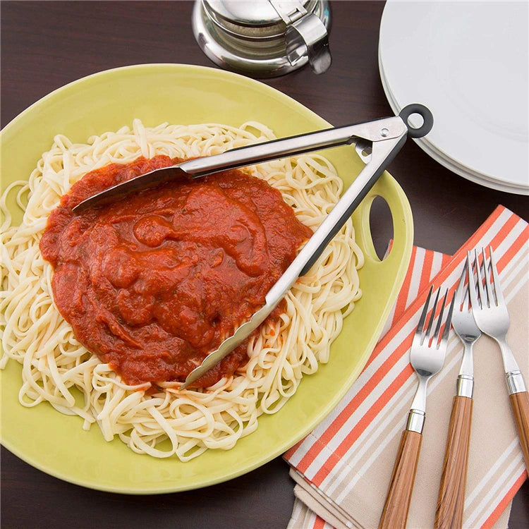 2 Pcs Stainless Steel Kitchen Tongs 9 12 inch Locking Cooking Tongs Non-Slip Metal Food Tongs BBQ Grilling Tongs Serving Clip