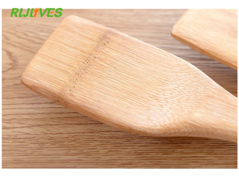 1Pc Natural Health Bamboo Wood Kitchen Slotted Spatula Spoon Mixing Holder Cooking Utensils Dinner Food Wok Shovels Turners