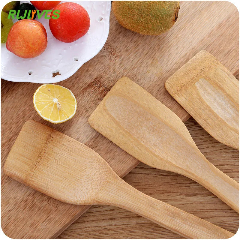 1Pc Natural Health Bamboo Wood Kitchen Slotted Spatula Spoon Mixing Holder Cooking Utensils Dinner Food Wok Shovels Turners