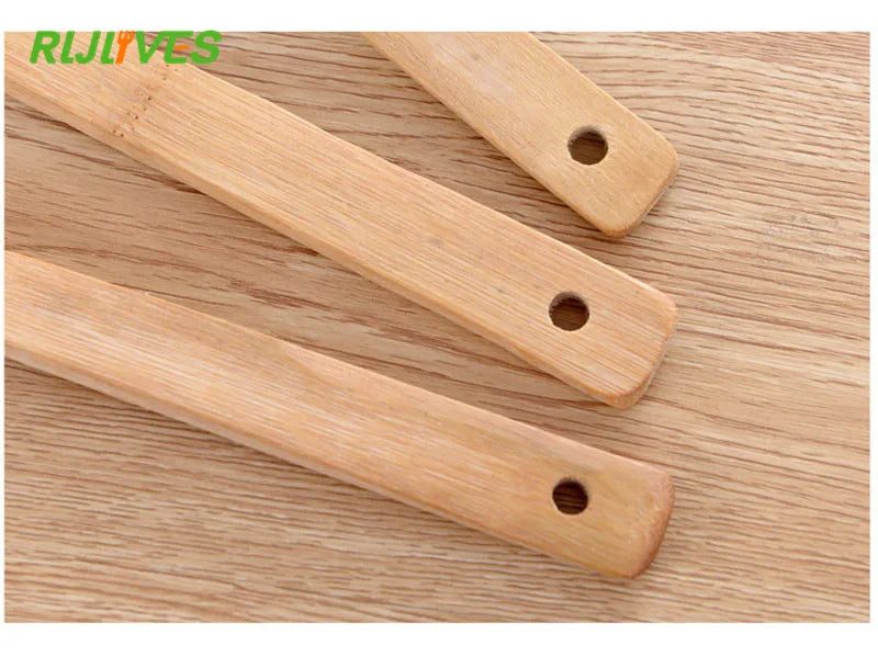 1Pc Natural Health Bamboo Wood Kitchen Slotted Spatula Spoon Mixing Holder Cooking Utensils Dinner Food Wok Shovels Turners
