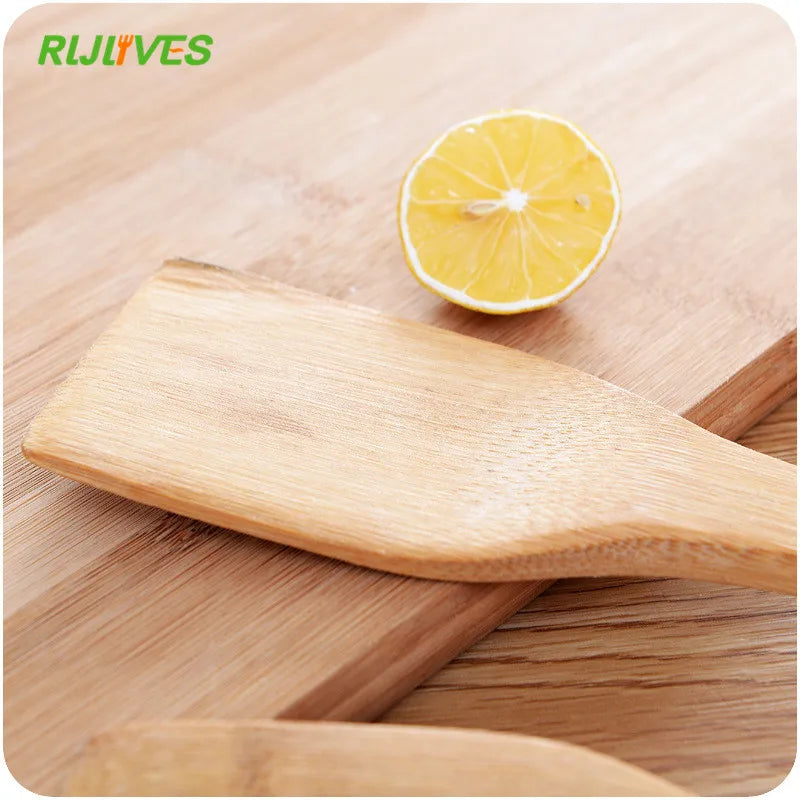 1Pc Natural Health Bamboo Wood Kitchen Slotted Spatula Spoon Mixing Holder Cooking Utensils Dinner Food Wok Shovels Turners