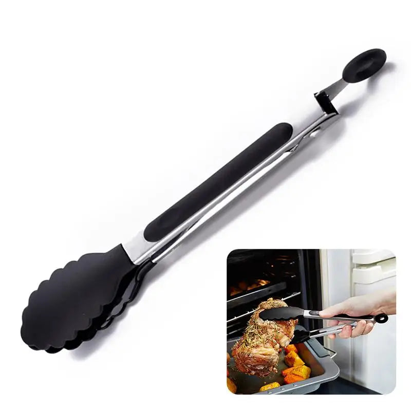 BBQ Gadgets Silicone Non-Slip Food Tong Kitchen Tongs utensil Cooking Tong clip Clamp BBQ Salad Tools Grill Kitchen Accessories