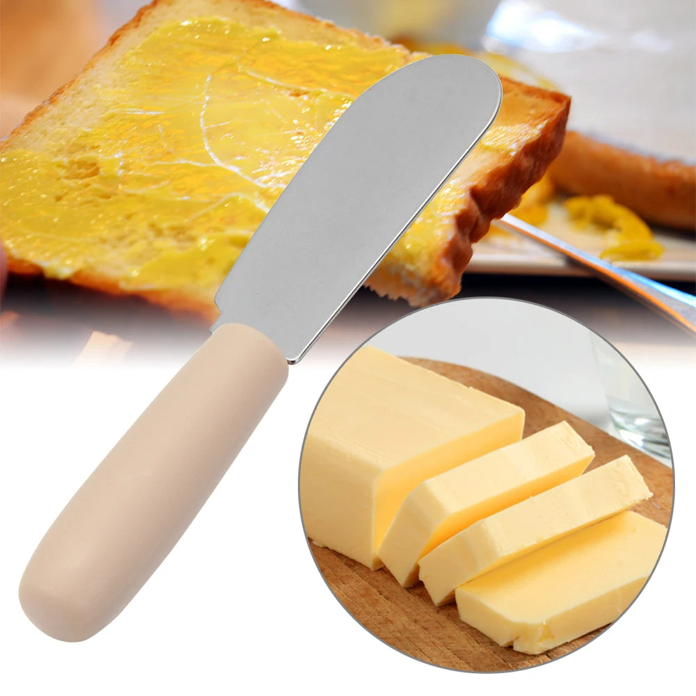 1PC Mini Stainless Steel Spatula Scraper Knives Breakfast Sandwich Cheese Slicer Spreader Butter Knife With Plastic Handle