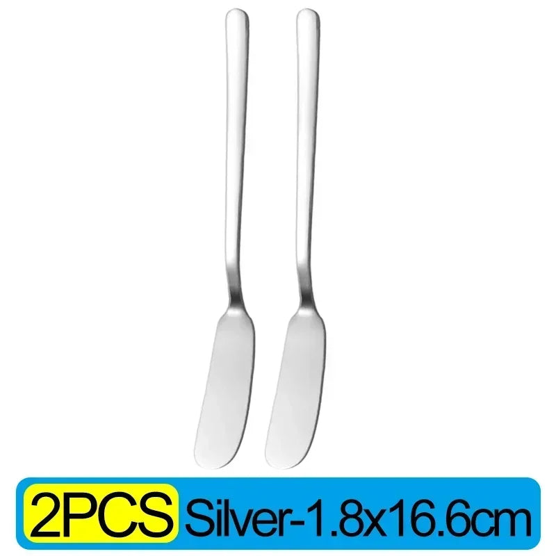Stainless Steel Butter Knives Cheese Spreader Long Handle Dessert Knife Cream Bread Jam Wipe Tools Multipurpose Kitchen Gadgets