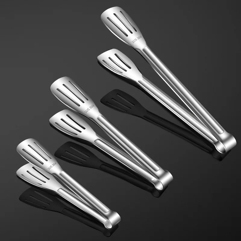 7/9/12inch Kitchen Tongs 304 Stainless Steel Grill Tongs for Cooking BBQ Non-Slip Salad Tongs Clips Tong Kitchen Accessories