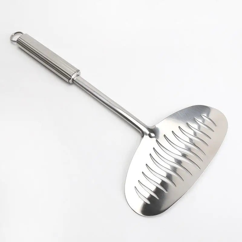 1PC Large Stainless Steel Fish Frying Spatula Egg Pan Scoop Nonstick Long Handle Steak Slotted Flat Shovel Kitchen Cooking Tool