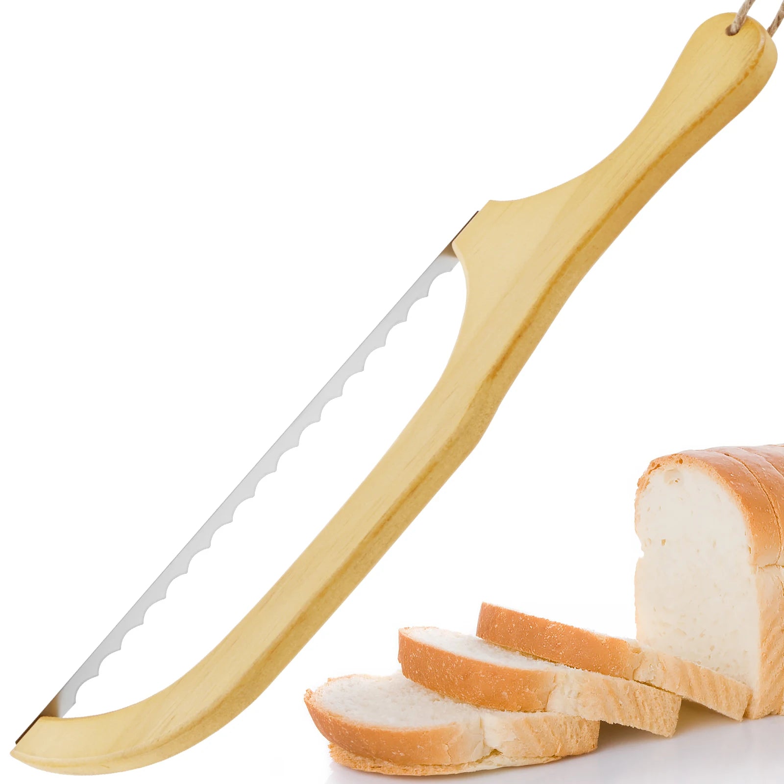 Sourdough Bread Slicer for Homemade Bread Wooden Breads Bow Knife with Stainless Steel Blades Serrated Sourdough Breads Knife
