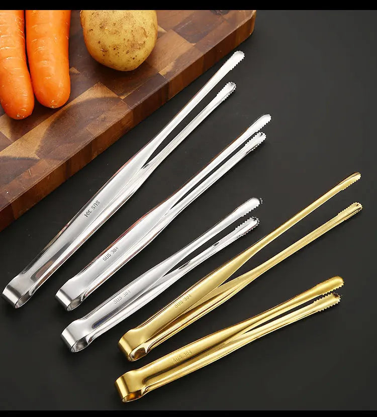 Food Tongs Portable Barbecue Stainless Steel Kitchen Steak Salad Clamp Serving Buffet Clip Cooking BBQ Tweezer Gadgets for Home