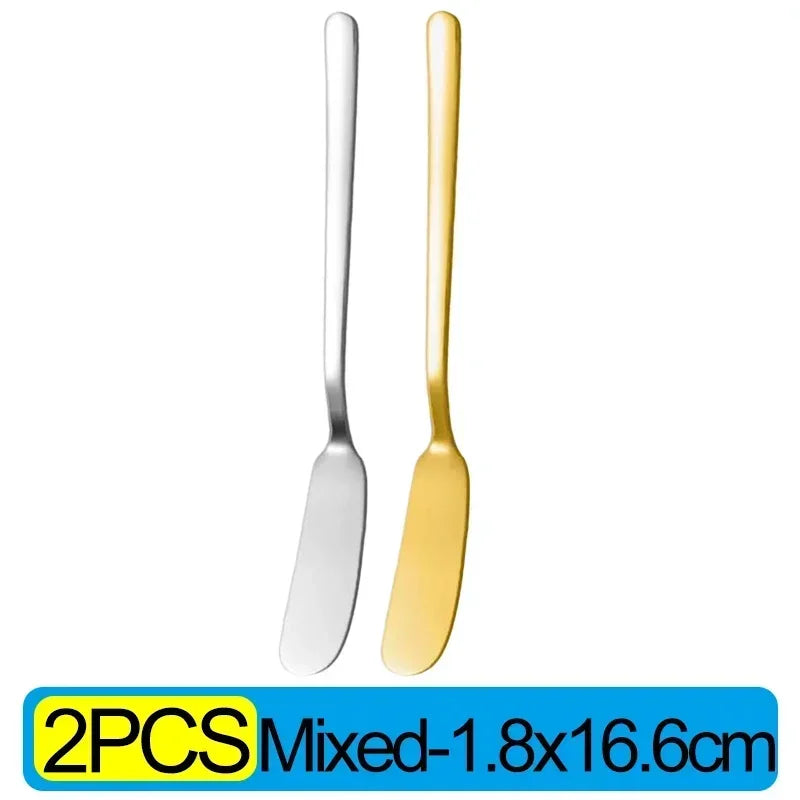 Stainless Steel Butter Knives Cheese Spreader Long Handle Dessert Knife Cream Bread Jam Wipe Tools Multipurpose Kitchen Gadgets