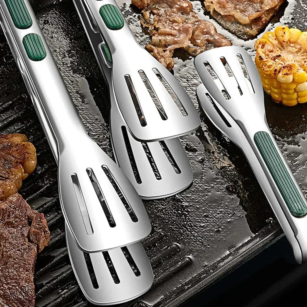 Stainless Steel Food Tongs Household Kitchen Thickened Heat-resistant Steak Tongs Food Buffet Barbecue Roasted Meat Bread Clips