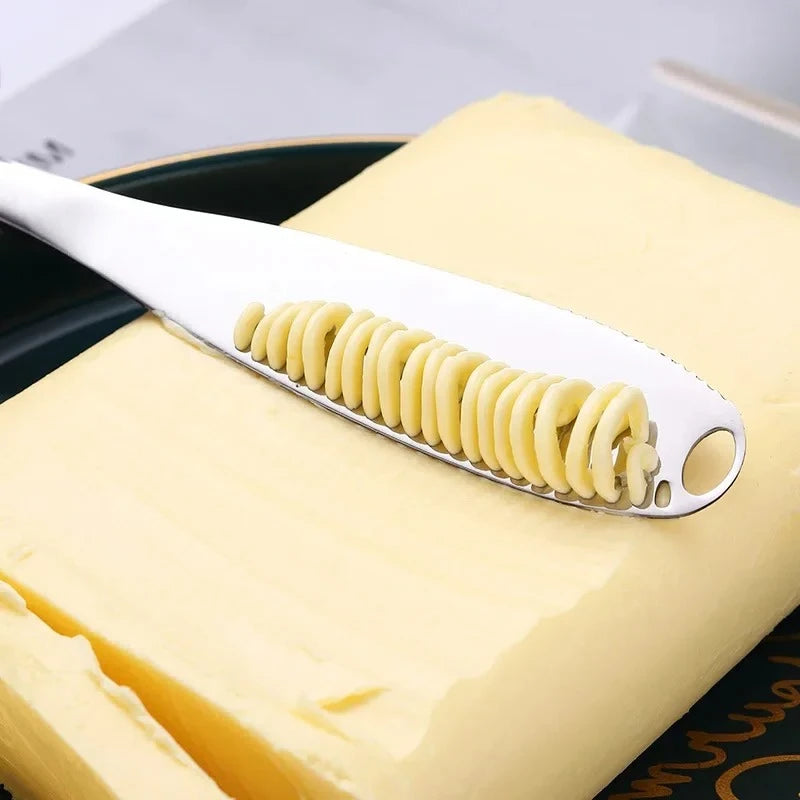 Stainless Butter Knife w/Holes-Serrated Edge Cheese Jam Dessert,Non-Slip Toast Spreader,Durable Bread Baking Kitchen Tool