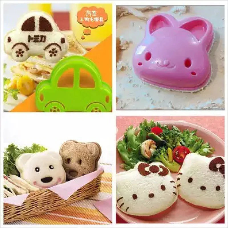 Sandwich Cutter Mini Cartoon Bear Squirrel Sea Dog Bread Knife Sandwich Cutter Sealer for Kids Bento Lunch Baking Mold