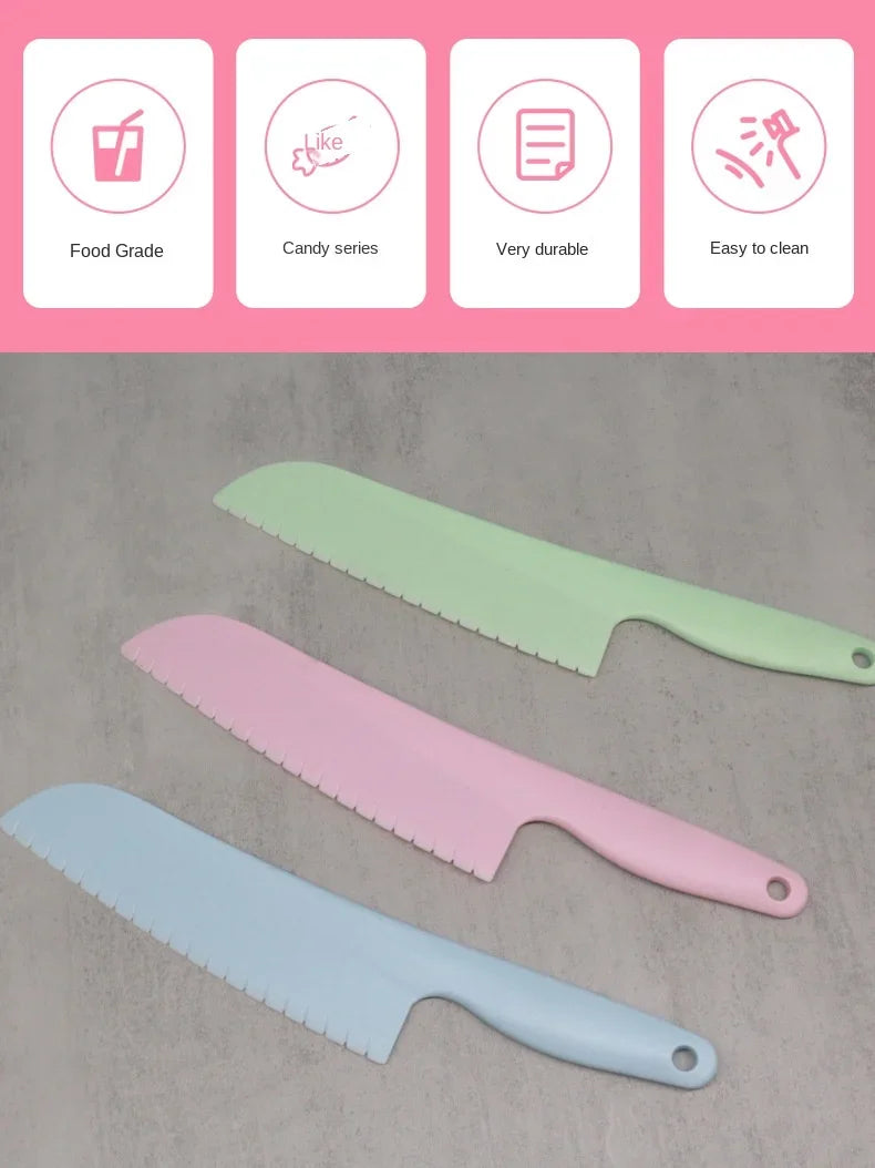 Children's safety plastic fruit cutter cake knife plastic kitchen knife baking tool bread knife
