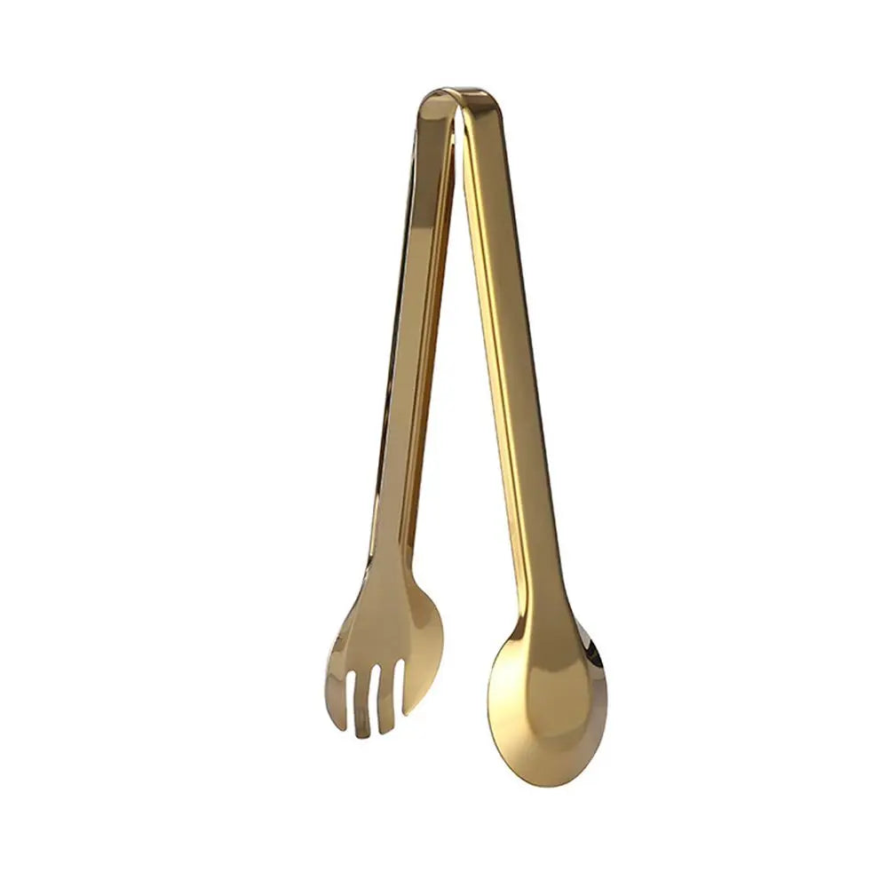 1pc Stainless Steel BBQ Food Tongs Steak Clip Gold Color  Hollow Cake Bread Grill Clamp Cooking Utensils Kitchen Accessories