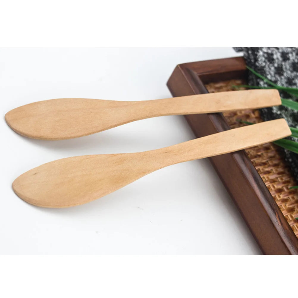 4Pcs Japanese Style Lotus Wood Bread Knives Natural Practical Butter Kitchen Tool 15.5x2.7cm Bread Knife