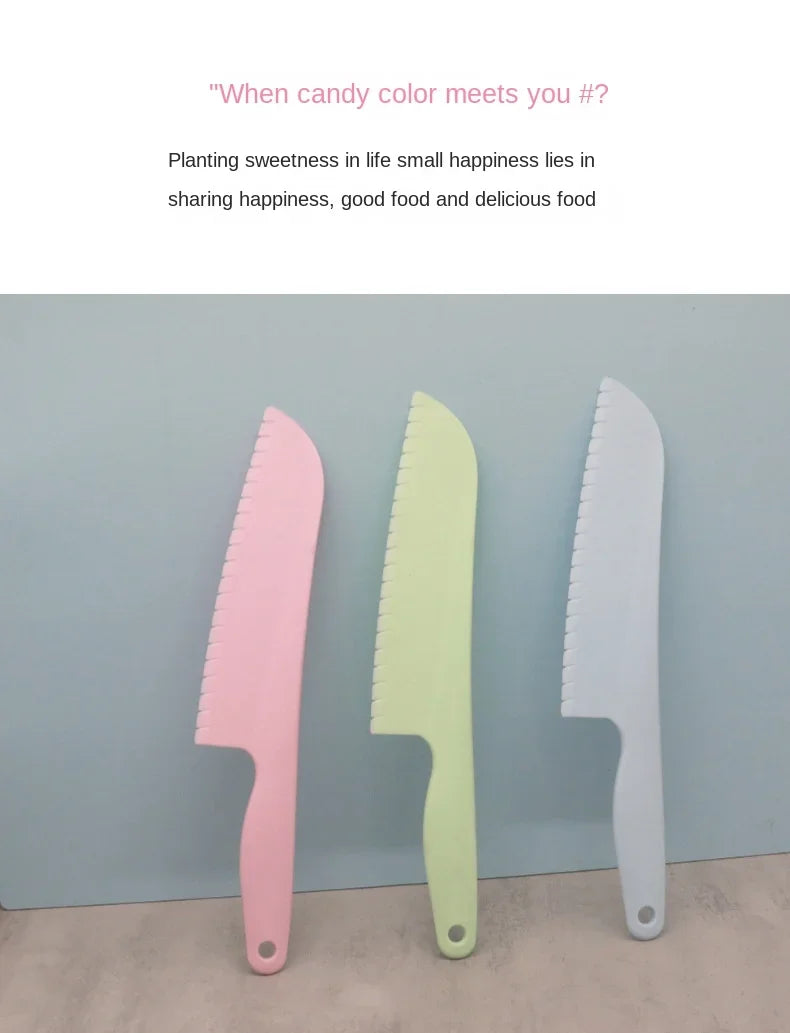 Children's safety plastic fruit cutter cake knife plastic kitchen knife baking tool bread knife