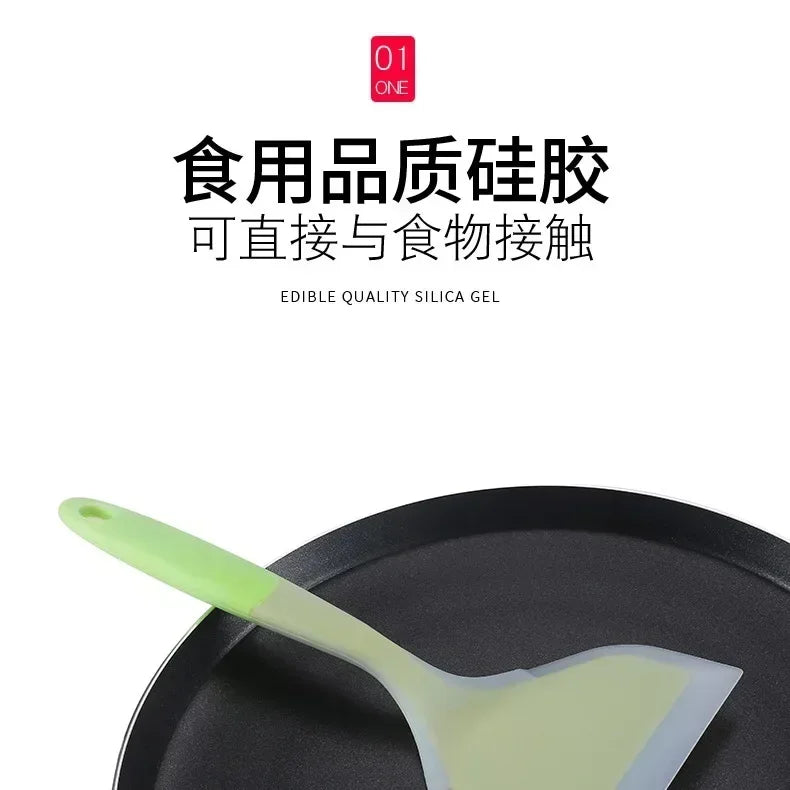 Transparent Two-color Silicone Wide Mouth Frying Spatula Translucent Jade Cooking Spatula Kitchen Utensils Silicone Spatula