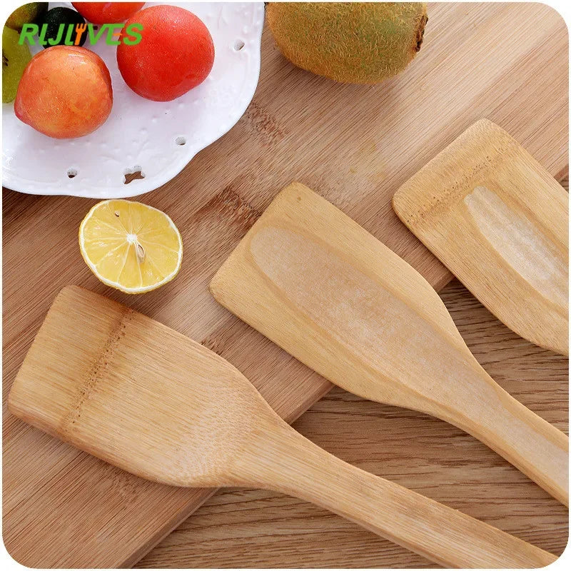 1Pc Natural Health Bamboo Wood Kitchen Slotted Spatula Spoon Mixing Holder Cooking Utensils Dinner Food Wok Shovels Turners