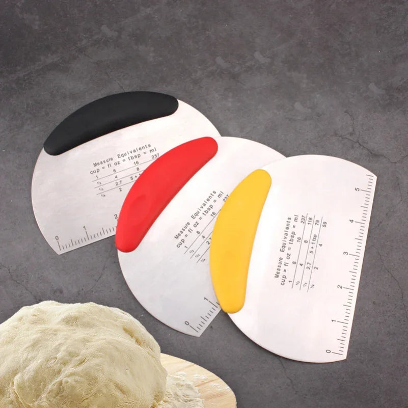 Stainless Steel with Scale Bread Pizza Dough Cutter Pastry Scraper Dough Knife Household Kitchen Cake Baking Scraper Baking Tool