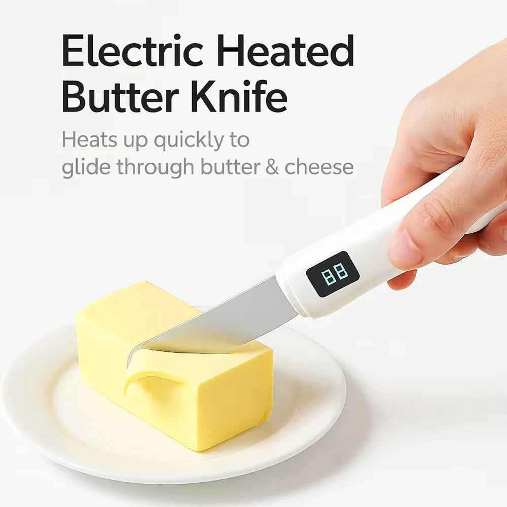 Stainless Steel Heated Butter Knife USB Rechargeable Electric Butter Spreader For Cold Butter Cheese Jam Toast Kitchen Tool