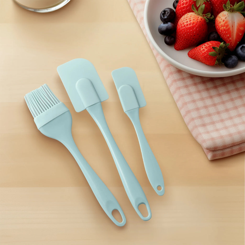 3Pcs Cream Scraper DIY Bread Cake Butter Spatula Mixer Oil Brushs Kitchen Baking Tools Silicone Spatula Non-stick Kitchen