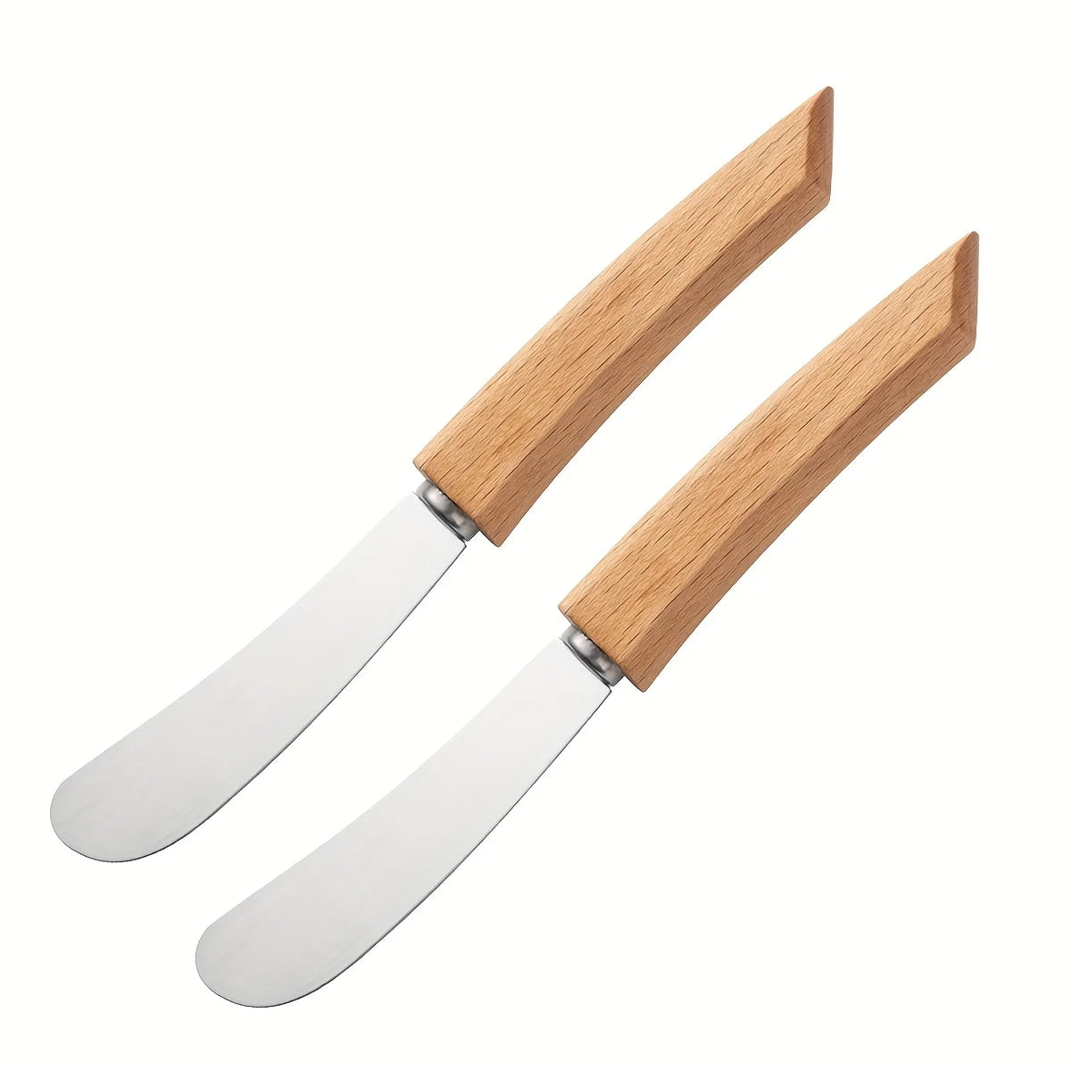 1/2pcs Stainless Steel Butter Knife Western Cutlery Bread Jam Knife Wooden Long Handle Butter Spatula Pastry Knife Cream Scraper