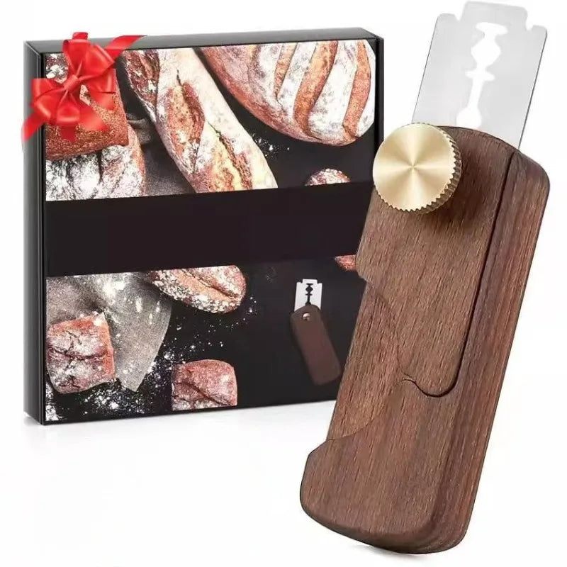 Wood Bread Knife Dough Scoring Tool with Blades Portable Baguette Slicing Knife Baking Toast Bread Slicer Bakery Accessories