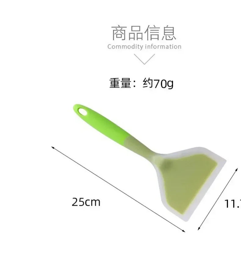 Transparent Two-color Silicone Wide Mouth Frying Spatula Translucent Jade Cooking Spatula Kitchen Utensils Silicone Spatula