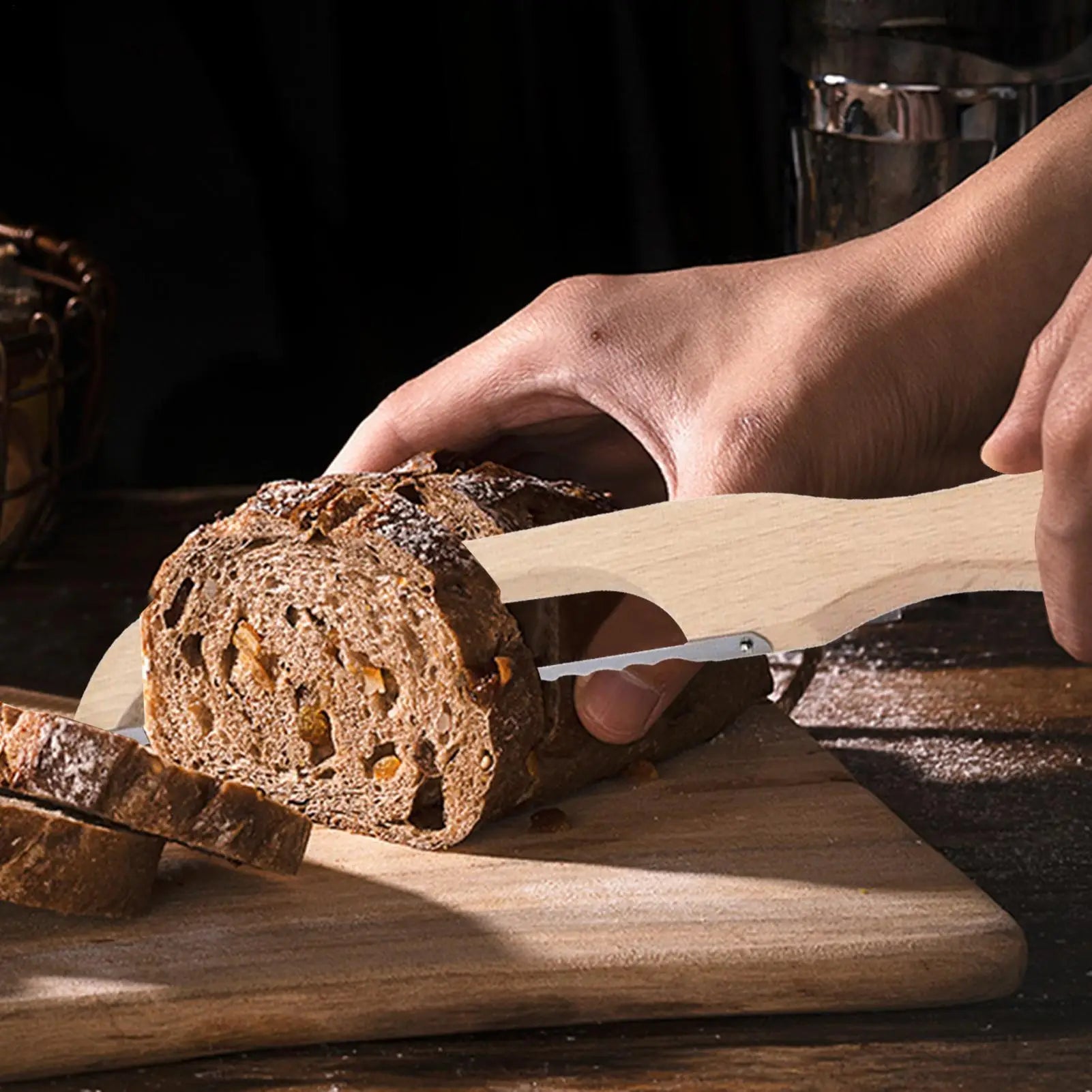 Wooden Bread Bow Cutter Homemade sourdough bread bow knife Stainless Steel Cutting Tool Kitchen Bakery Supplies