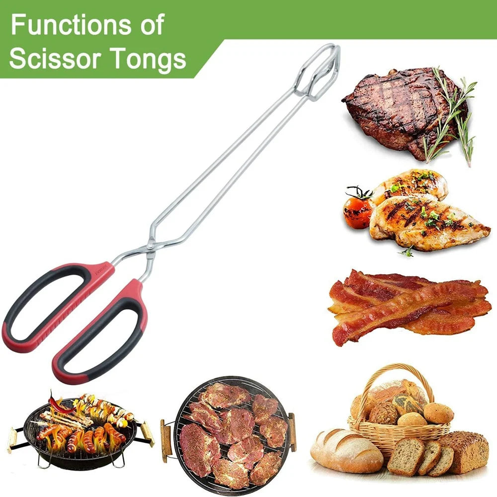 Barbecue Scissor Tongs Grilled Food Tong Long Handle Scissor BBQ Bread Roast Clip Kitchen Baking Tongs Rotisserie Grill Barbecue