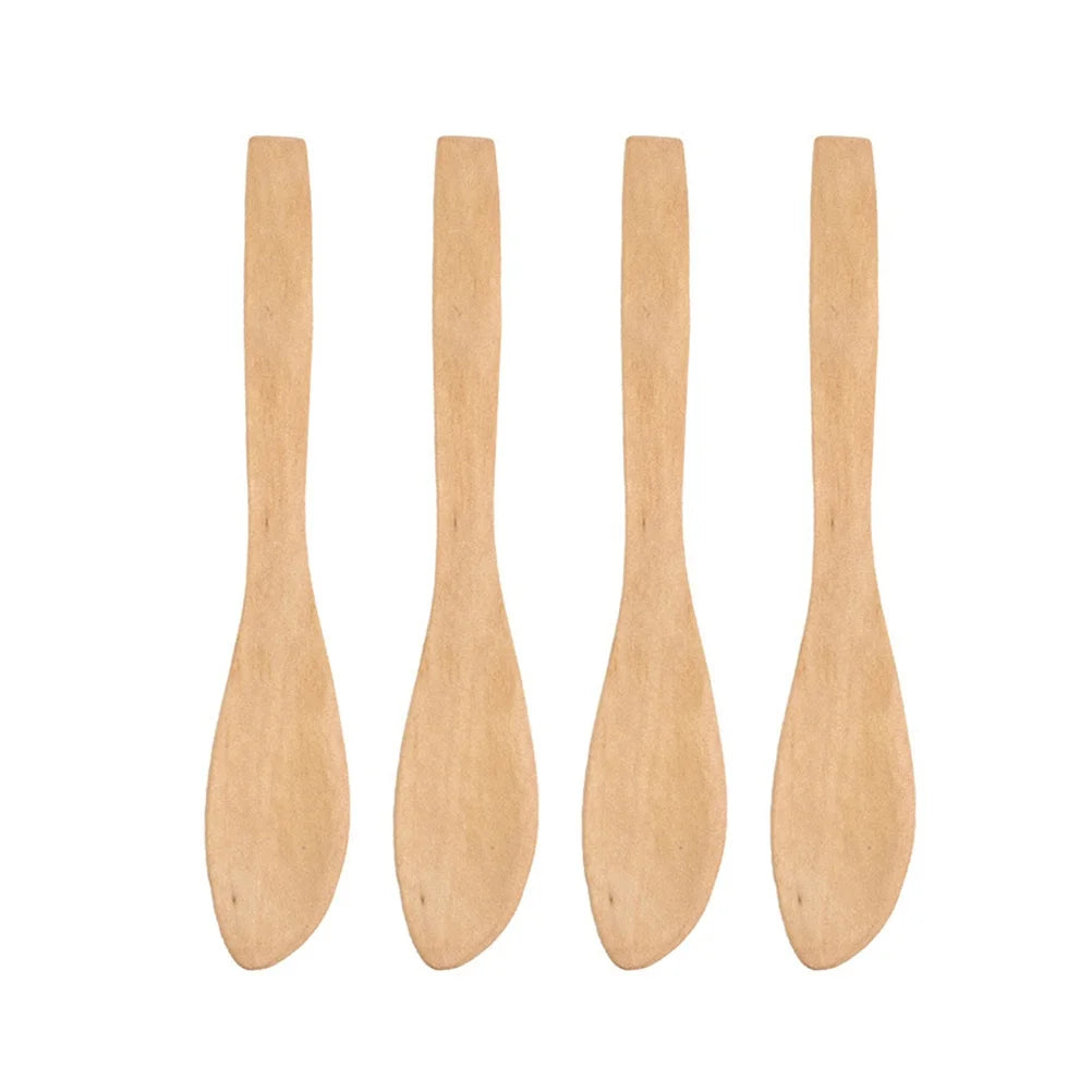 4Pcs Japanese Style Lotus Wood Bread Knives Natural Practical Butter Kitchen Tool 15.5x2.7cm Bread Knife