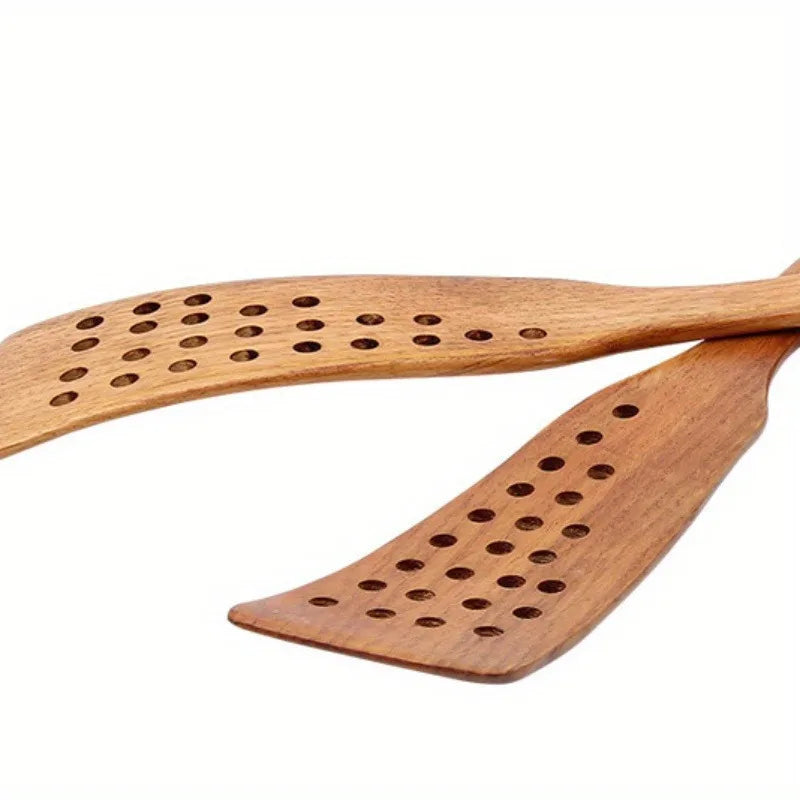 1pc 24-hole Filter Spatula for Stir-frying, Multifunctional Household Wooden Spatula, Pancake Cooking Shovel, Kitchen Gadgets