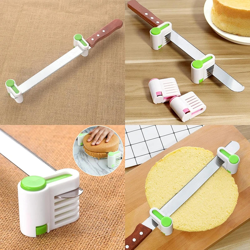 2Pcs Cake Slicer Set Adjustable 5 Layers Bread Cutter Slicer Bread Knife Splitter Toast Slicer Cake Divider Kitchen Baking Tools
