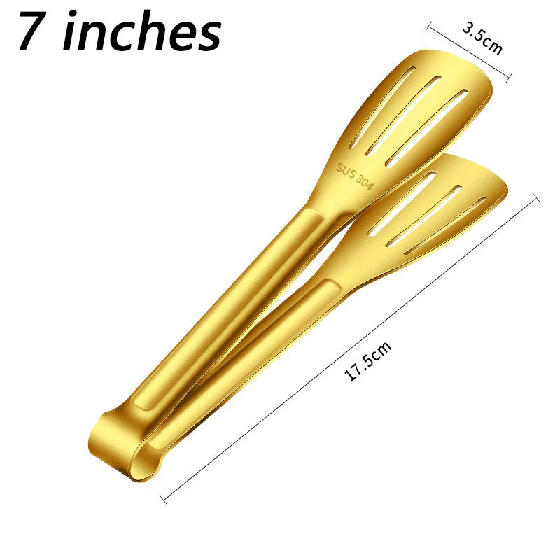 7/9/12inch Kitchen Tongs 304 Stainless Steel Grill Tongs for Cooking BBQ Non-Slip Salad Tongs Clips Tong Kitchen Accessories