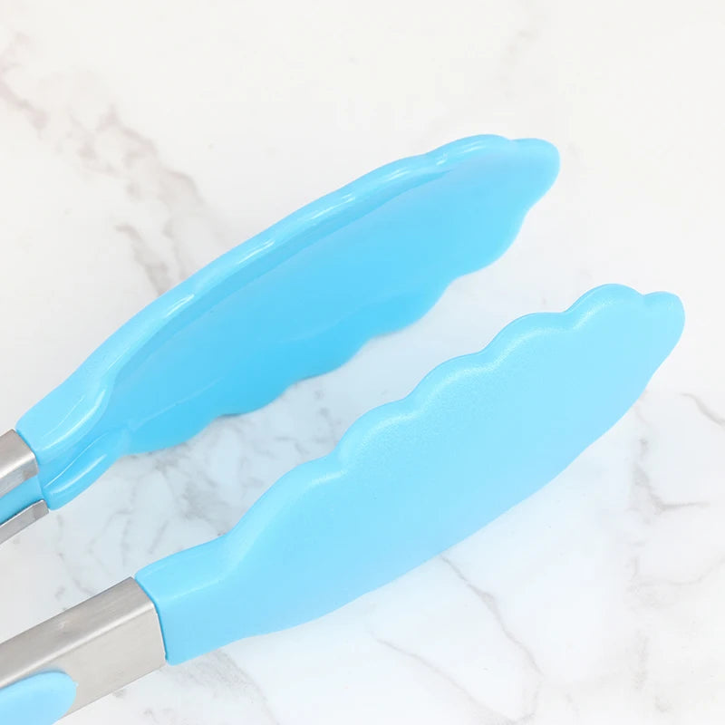 1Pc 7inch Stainless Steel Food Clip BBQ Grill Steak Food Clip Non-slip Handle Bread Tong Party Kitchen Cooking Accessories