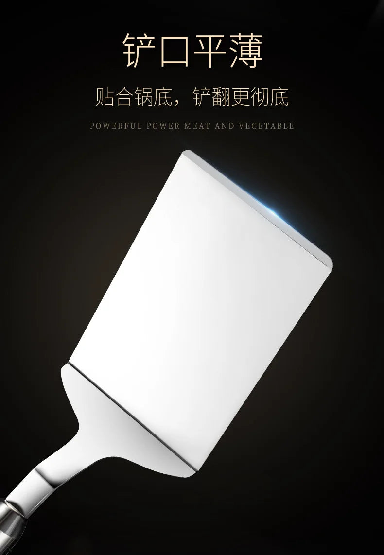 304 Stainless Steel Steak Spatula Non-stick Pancake Barbecue Tongs Wood Handle Frying Fish Spatula Rust Resistant Kitchen Tool