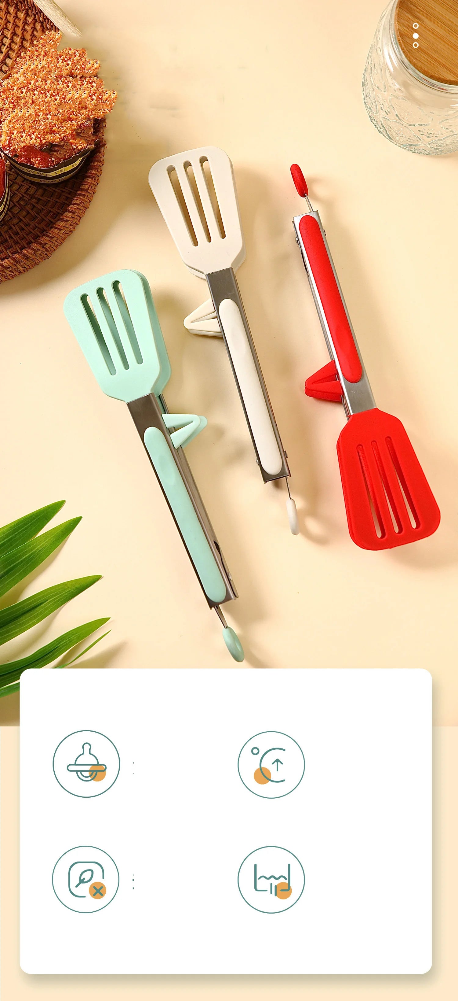 Food Tong Stainless Steel Kitchen Tongs Silicone Nylon Non-Slip Cooking Clip Clamp BBQ Salad Tools Grill Kitchen Accessories