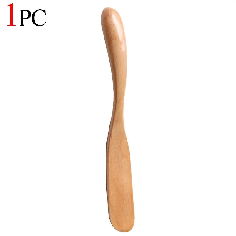 1-10PCS Wooden Butter Spatula Simple Thick Handle Jam Knife Breakfast Toast Jam Spreader Household Kitchen Cooking Accessories