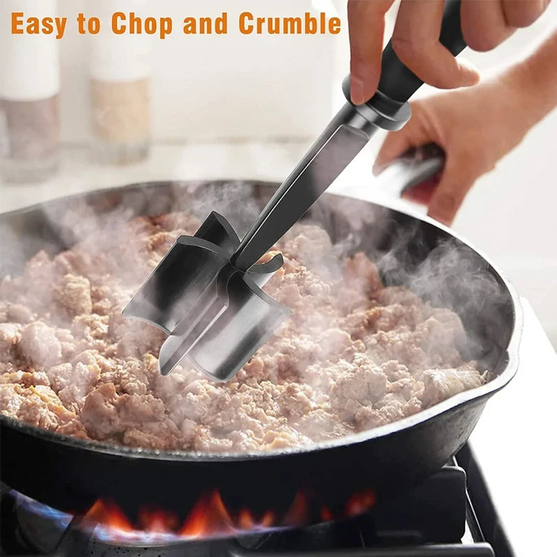 Kitchen Meat Chopper Ground Beef Masher Mixing, Grinding and Pounding Spatula Meat Scraper for Mincing Meat