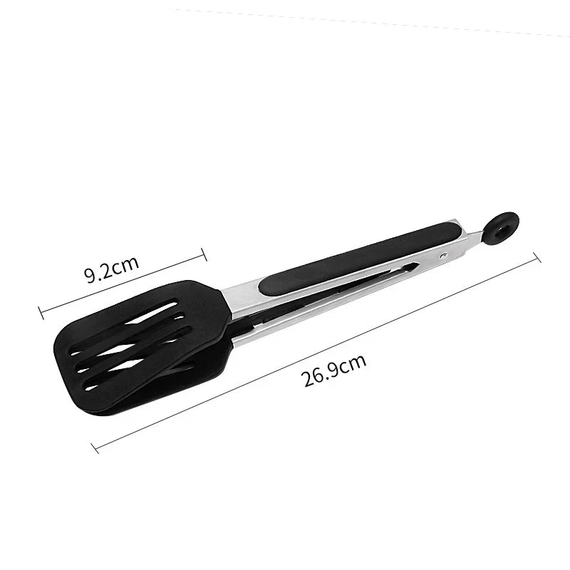 Non-Stick Silicone Cooking Tongs Stainless Steel Food Tongs Non-Slip Bread Steak Clip Salad Pizza BBQ Grill Kitchen Accessories