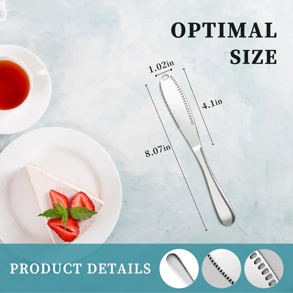 2 Pcs Butter Knife with Holes, 3 in 1 Stainless Steel Spreader Knife, Cold Butter Spreader for Cheese,Peanut