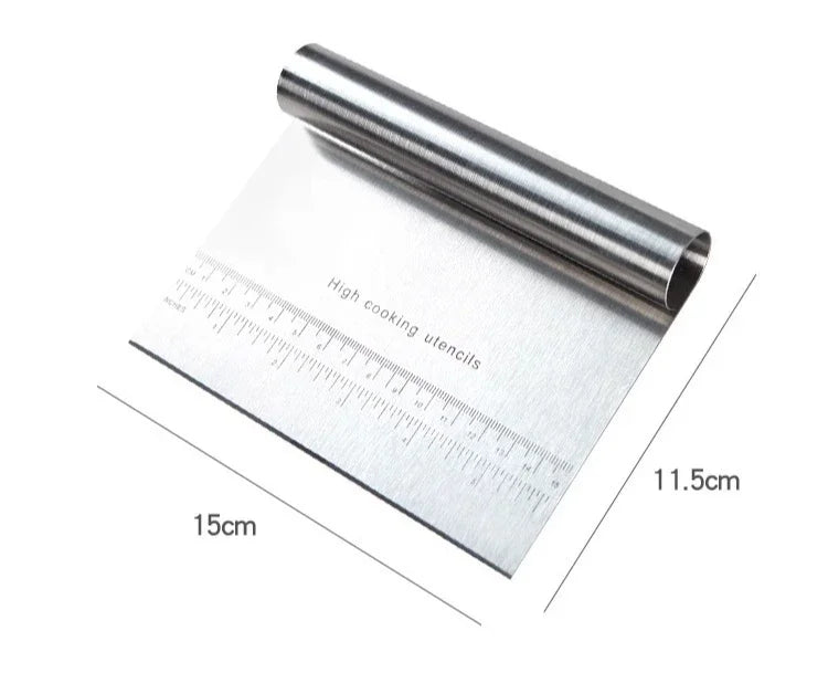 1pc Multipurpose Cake Bread Separator Scale Knife Stainless Steel Dough Pastry Scraper Pizza Cutter Chopper with Measuring Scale