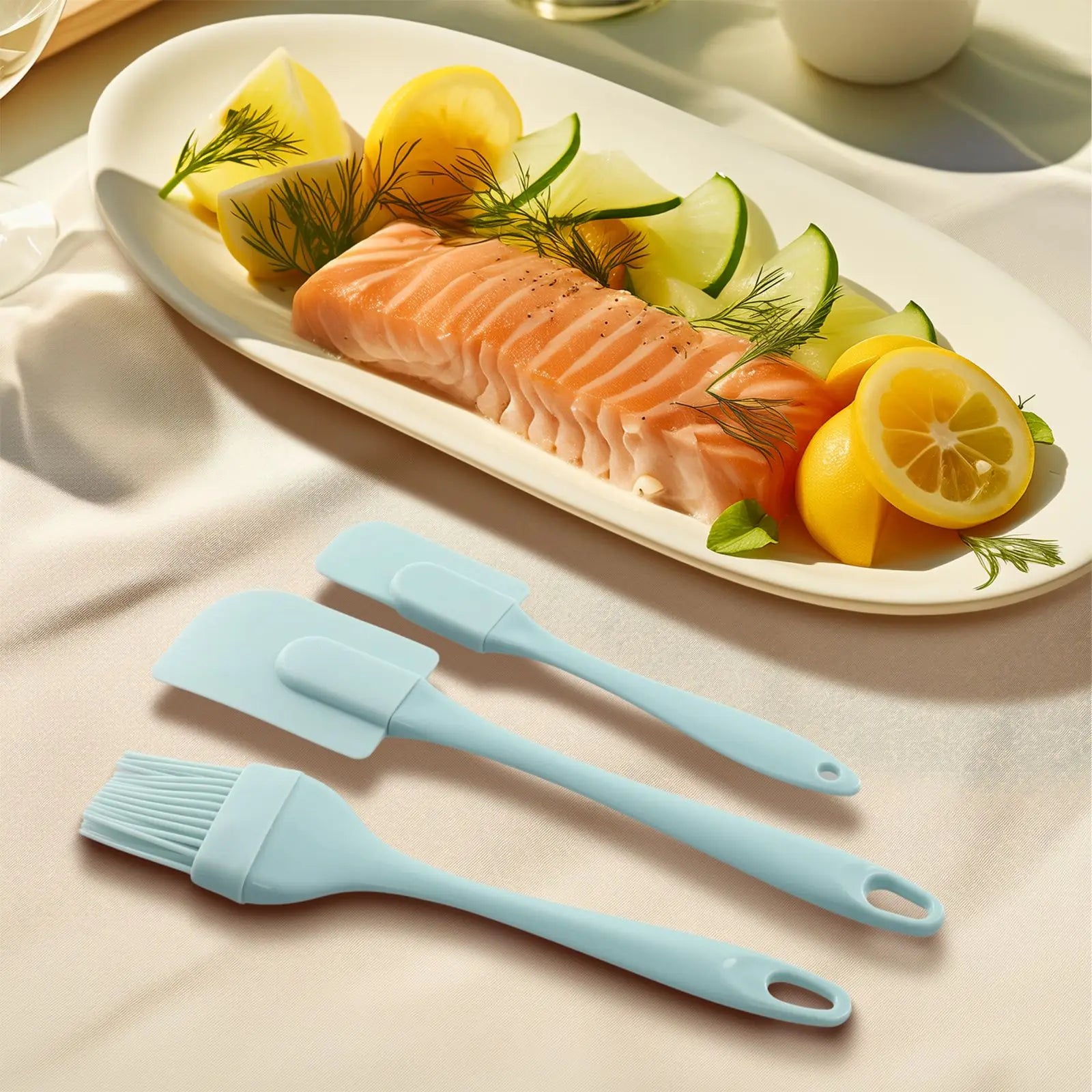 3Pcs Cream Scraper DIY Bread Cake Butter Spatula Mixer Oil Brushs Kitchen Baking Tools Silicone Spatula Non-stick Kitchen
