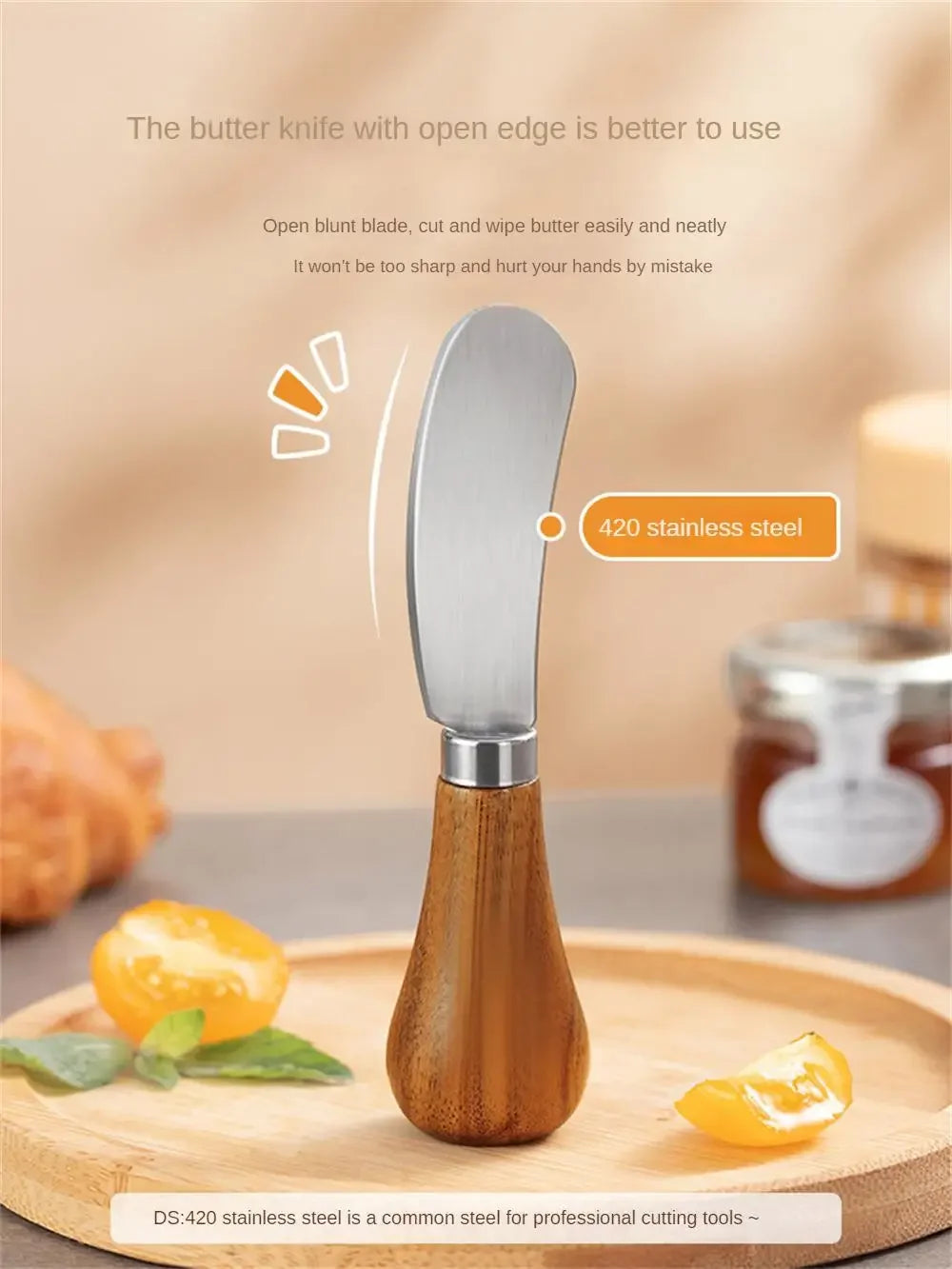 Dessert Cheese Cream Cutter Tools Kitchen Wooden Handle Butter Cutter Knife Slicer Knives Toast Breakfast Utensil Jam Spreaders
