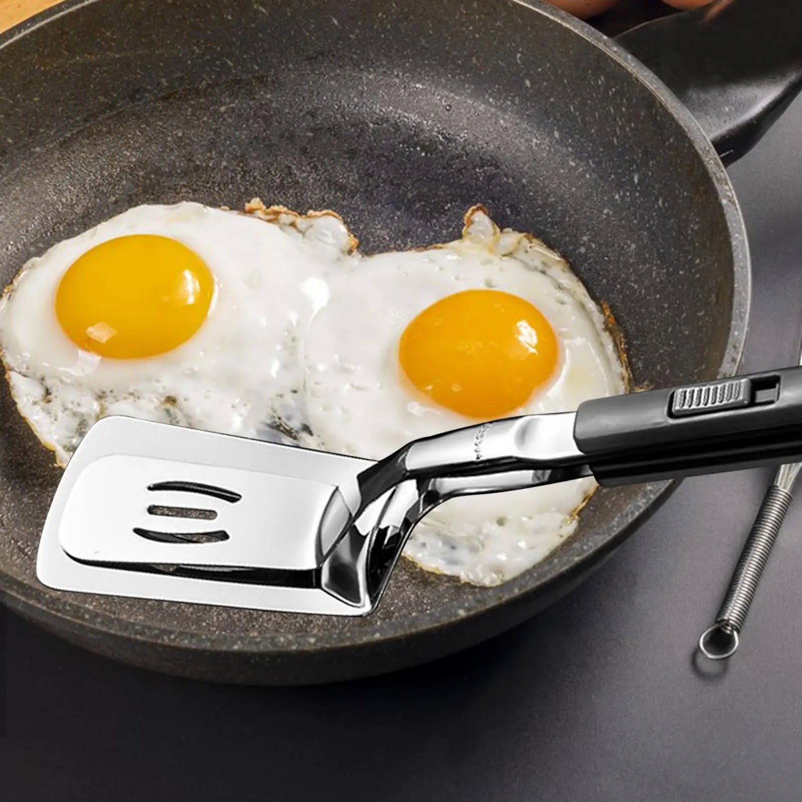 Stainless Steel Spatula Tongs Fish Spatula Slotted Double Spatula Grill Tongs for Beefsteak Burgers Fish Cooking Fillets