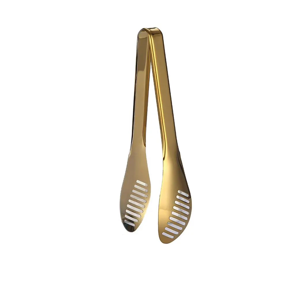 1pc Stainless Steel BBQ Food Tongs Steak Clip Gold Color  Hollow Cake Bread Grill Clamp Cooking Utensils Kitchen Accessories