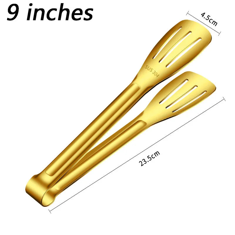 7/9/12inch Kitchen Tongs 304 Stainless Steel Grill Tongs for Cooking BBQ Non-Slip Salad Tongs Clips Tong Kitchen Accessories